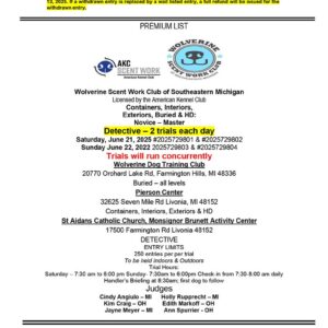 AKC Scent Work Trial Saturday, June 21st
